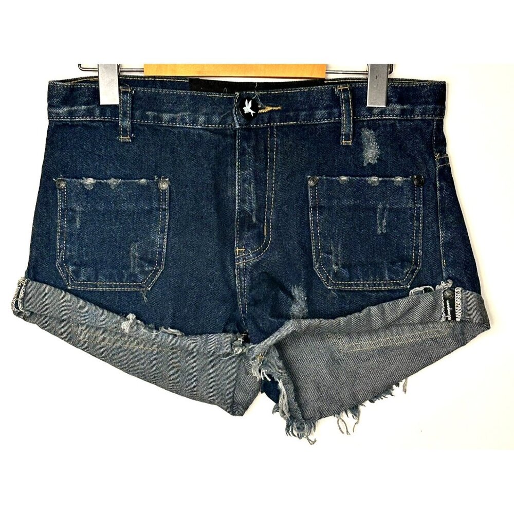 One Teaspoon Womens Shorts Distressed Cut Off Beach Festival Boho Blue Size 8/26